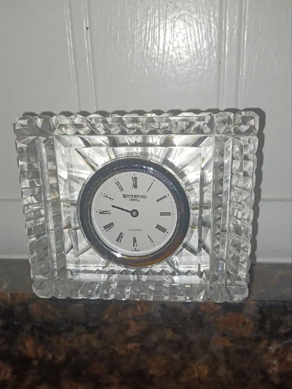 Waterford Clear Crystal Faceted Desk Clock